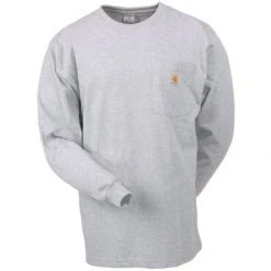 Carhartt Shirts: Men's Grey K126 HGY Long Sleeve Pocket Tee Shirt