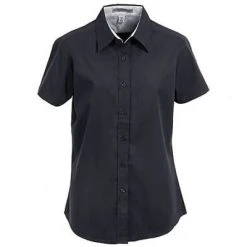 Port Authority L508 BLK Women's Black Short Sleeve Button Shirt