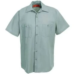 Red Kap Shirts: Men's Green SP24 LG Short-Sleeve Lightweight Work Shirt -Work Attire Shop image 65418 1