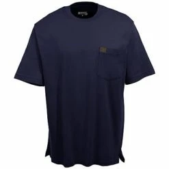 Wrangler Riggs Shirts: Men's Navy 3W700 NV Short Sleeve Pocket Tee Shirt