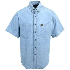 Wrangler Riggs Shirts: Men's Light Blue 3W531 BL Chambray Short Sleeve Shirt 7 Wrangler Riggs Shirts: Men's Light Blue 3W531 BL Chambray Short Sleeve Shirt -Work Attire Shop image 82783