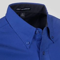 Port Authority Shirts: Men's Royal Blue S608 RYL Cotton Blend Woven Shirt