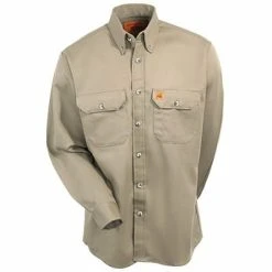 Wrangler Riggs Shirts: Men's Khaki FR3W5 KH Flame Resistant Long Sleeve Shirt -Work Attire Shop image 88010