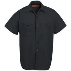 Red Kap Shirts: Men's SP24 BK Black Industrial Short-Sleeve Poplin Work Shirt -Work Attire Shop image 89376