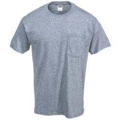 Jerzees Shirts: Men's 29MP OXF Heavyweight Dri-Power Oxford Grey Pocket T-Shirt -Work Attire Shop jerzees 29mp oxf f 01