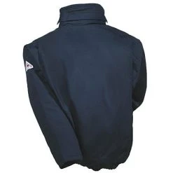 Bulwark Jackets: Men's JLR8 NV Flame-Resistant Insulated Navy Cotton Work Jacket -Work Attire Shop jlr8nv4 bulwarkb 01