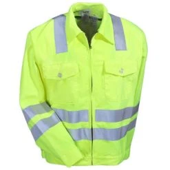 Red Kap Jackets: High Visibility ANSI Class 2 Ike Jacket JY32HV -Work Attire Shop jy32hv3litefxf 01