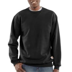 Carhartt Sweatshirts: Men's K124 BLK Black Midweight Loose Fit Crewneck Sweatshirt