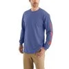 Carhartt Shirts: Men's K231 I35 Dusk Blue Heather Cotton Long Sleeve Logo Shirt 2 Carhartt Shirts: Men's K231 I35 Dusk Blue Heather Cotton Long Sleeve Logo Shirt -Work Attire Shop k231i35