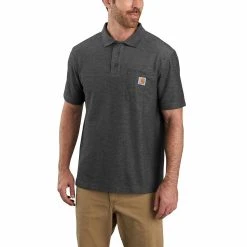 Carhartt Shirts: Men's K570 CRH Carbon Heather Pocket Short Sleeve Polo