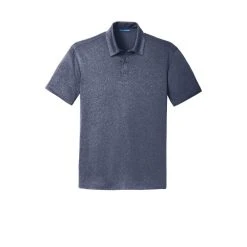 Port Authority Shirts: Men's K576 TNH True Navy Blue Heather Trace Polo Shirt -Work Attire Shop k576 truenavyhthr flat front