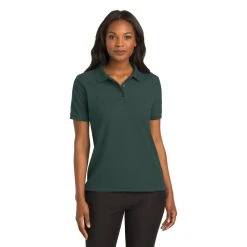 Port Authority Shirts: Women's Silk Touch Green Shirt L500 DGR -Work Attire Shop l500 darkgreen model front 082018
