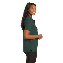 Port Authority Shirts: Women's Silk Touch Green Shirt L500 DGR -Work Attire Shop l500 darkgreen model side 082018