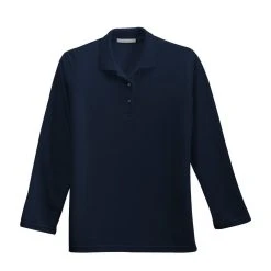 Port Authority Shirts: Women's Navy Long Sleeve Polo Shirt L500LS NVY -Work Attire Shop l500ls navy flat front 2011