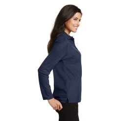 Port Authority Shirts: Women's Navy Long Sleeve Polo Shirt L500LS NVY -Work Attire Shop l500ls navy model side 032017