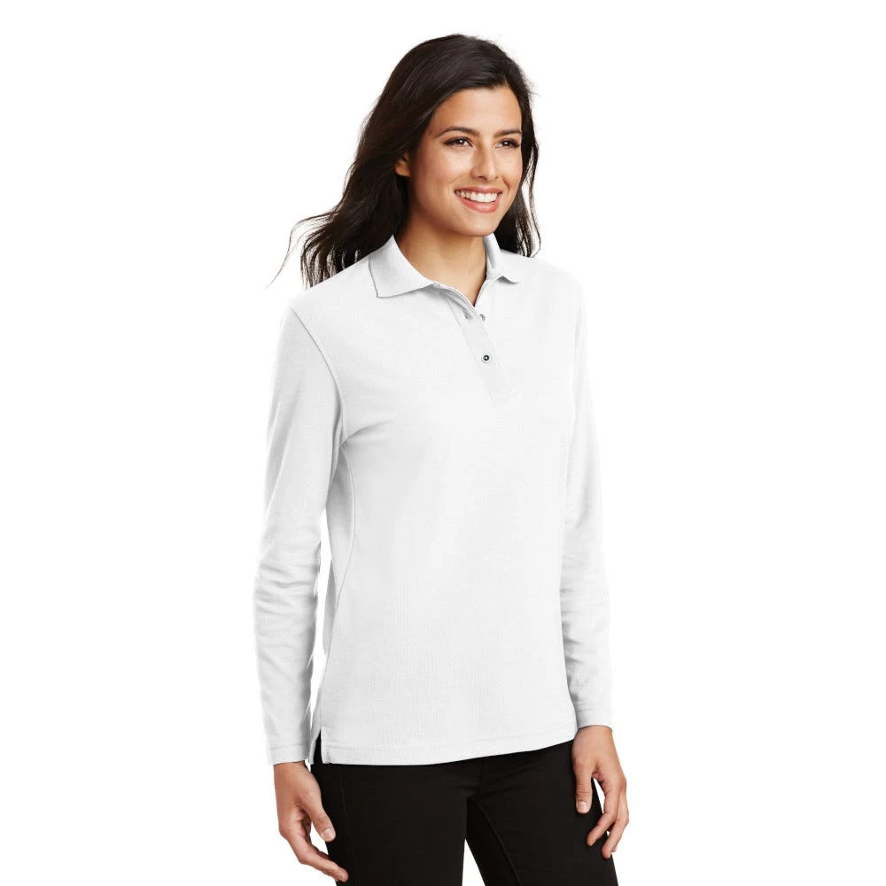 Port Authority Shirts: Women's White Polo Shirt L500LS WHT 3 Port Authority Shirts: Women's White Polo Shirt L500LS WHT