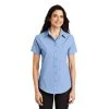 Port Authority Shirts: Womens Light Blue Short Sleeve Shirt L508 LBL 1 Port Authority Shirts: Womens Light Blue Short Sleeve Shirt L508 LBL -Work Attire Shop l508 lightbluelightstone model front