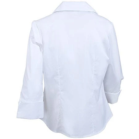 Port Authority Blouses: L6290 Women's White 3/4 Sleeve Open-Neck Blouse 3 Port Authority Blouses: L6290 Women's White 3/4 Sleeve Open-Neck Blouse