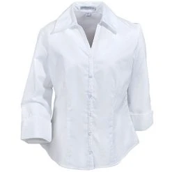 Port Authority Blouses: L6290 Women's White 3/4 Sleeve Open-Neck Blouse 7 Port Authority Blouses: L6290 Women's White 3/4 Sleeve Open-Neck Blouse -Work Attire Shop l629wht portauthorityf 01