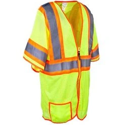 Occunomix Vests: Two Tone Hi-Vis Yellow Classic Mesh Safety Vest LUX HSCLC3Z YEL -Work Attire Shop lux hsclc3z grn occuluxr 01