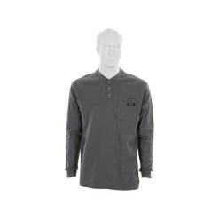 MCR Safety: Men's H1G Gray Flame Resistant (FR) Long Sleeve Henley Shirt -Work Attire Shop mcr h1g 1 xhiresedit