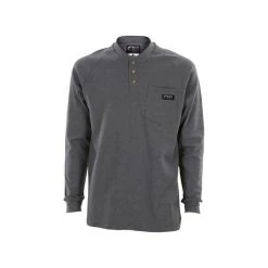 MCR Safety: Men's H1G Gray Flame Resistant (FR) Long Sleeve Henley Shirt
