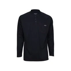 MCR Safety: Men's H1N Navy Flame Resistant (FR) Long Sleeve Henley Shirt