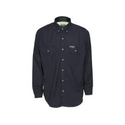 MCR Safety Shirts: Men's SBS1002 Navy FR Summit Breeze Vented Underarms Long Sleeve Button Down Shirt