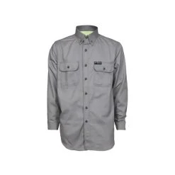 MCR Safety Shirts: Men's SBS2001 Grey FR Summit Breeze Long Sleeve Button Down Shirt