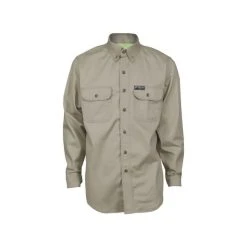 MCR Safety Shirts: Men's SBS2003 Tan FR Summit Breeze Long Sleeve Button Down Shirt
