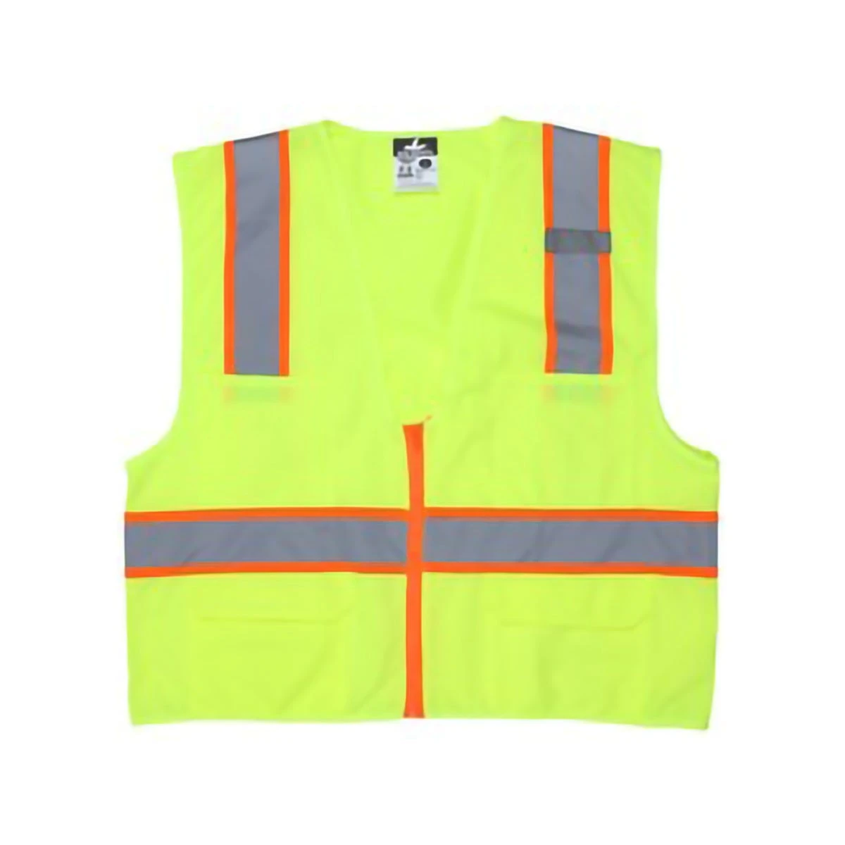 MCR Safety Vests: Men's SURVL Lime Hi Vis Reflective Orange Silver Stripes Zipper Closure Safety Vest 3 MCR Safety Vests: Men's SURVL Lime Hi Vis Reflective Orange Silver Stripes Zipper Closure Safety Vest