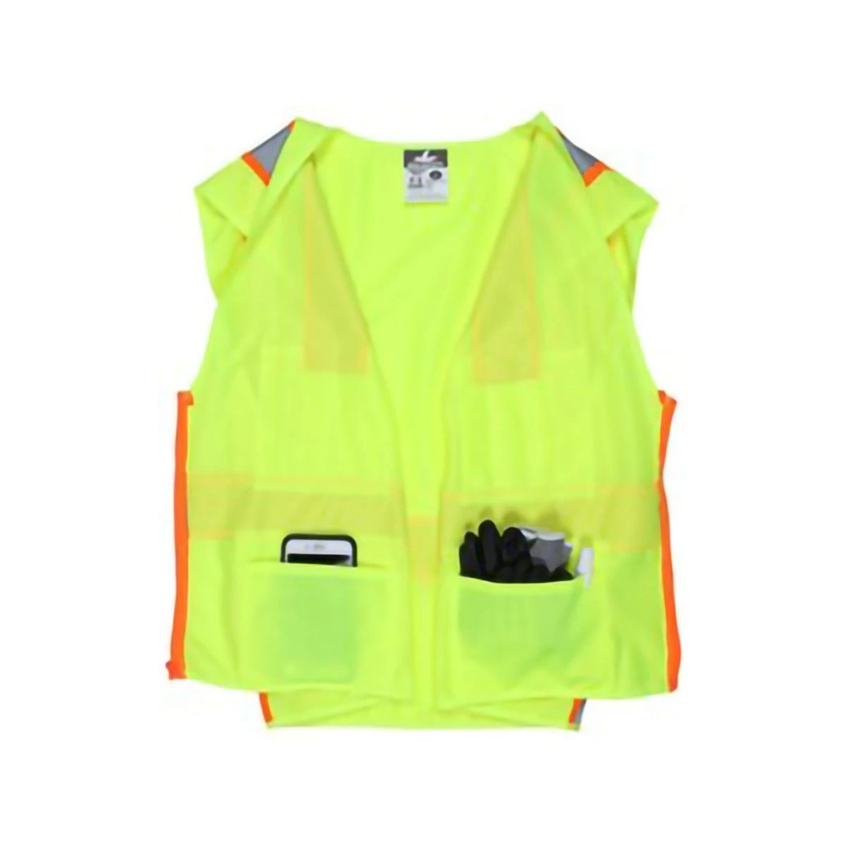 MCR Safety Vests: Men's SURVL Lime Hi Vis Reflective Orange Silver Stripes Zipper Closure Safety Vest 5 MCR Safety Vests: Men's SURVL Lime Hi Vis Reflective Orange Silver Stripes Zipper Closure Safety Vest - Image 3