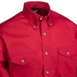 Wrangler Shirts: Men's Red MP3522 R Twill Long Sleeve Western Shirt