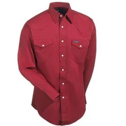 Wrangler Shirts: Men's Red MS70619 Cowboy Cut Long Sleeve Twill Shirt -Work Attire Shop ms70619 wranglerf 01