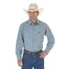 Wrangler Shirts: Men's MS70919 Chambray Authentic Cowboy Cut Work Shirt -Work Attire Shop ms70919 bf01 swff prd