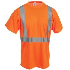 Occunomix Shirts: Men's High Visibility Orange LUX SSETP2B O Moisture Wicking Shirt -Work Attire Shop occunomix lux ssetp2b org f 01