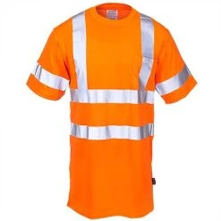 Occunomix Shirts: Hi Vis LUX SSETP3B OR Men's Orange Reflective Shirt -Work Attire Shop occunomix lux ssetp3b or f 01