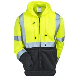 Occunomix Sweatshirts: Men's LUX SWTHZBK High Viz Black Bottom Full-Zip Sweatshirt -Work Attire Shop occunomix lux swthzbk f 01