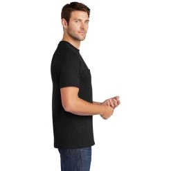 Port & Company Shirt: Men's PC54P JB Jet Black Core Cotton Pocket Tee 11 Port & Company Shirt: Men's PC54P JB Jet Black Core Cotton Pocket Tee -Work Attire Shop pc54p jetblack model side