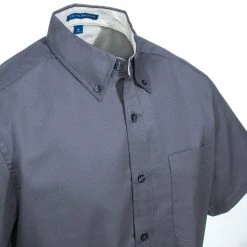Port Authority Shirts: Men's S508 GY/ST Steel Grey/Light Stone Short-Sleeve Easy Care Button Down Shirt