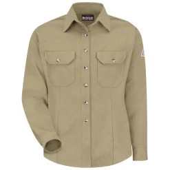 Bulwark Shirt: Women's SMU3 Khaki KHB Flame-Resistant Dress Uniform Shirt