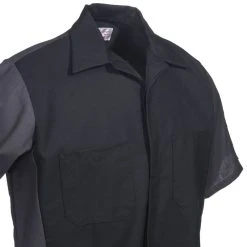 Red Kap Shirts: Men's SY20 BC Black/Grey Cotton Ripstop Short-Sleeve Uniform Shirt