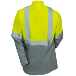 Red Kap Shirts: Men's SY14 YG Grey Colorblock High Vis Work Shirt -Work Attire Shop red kap sy14yg2 b 01