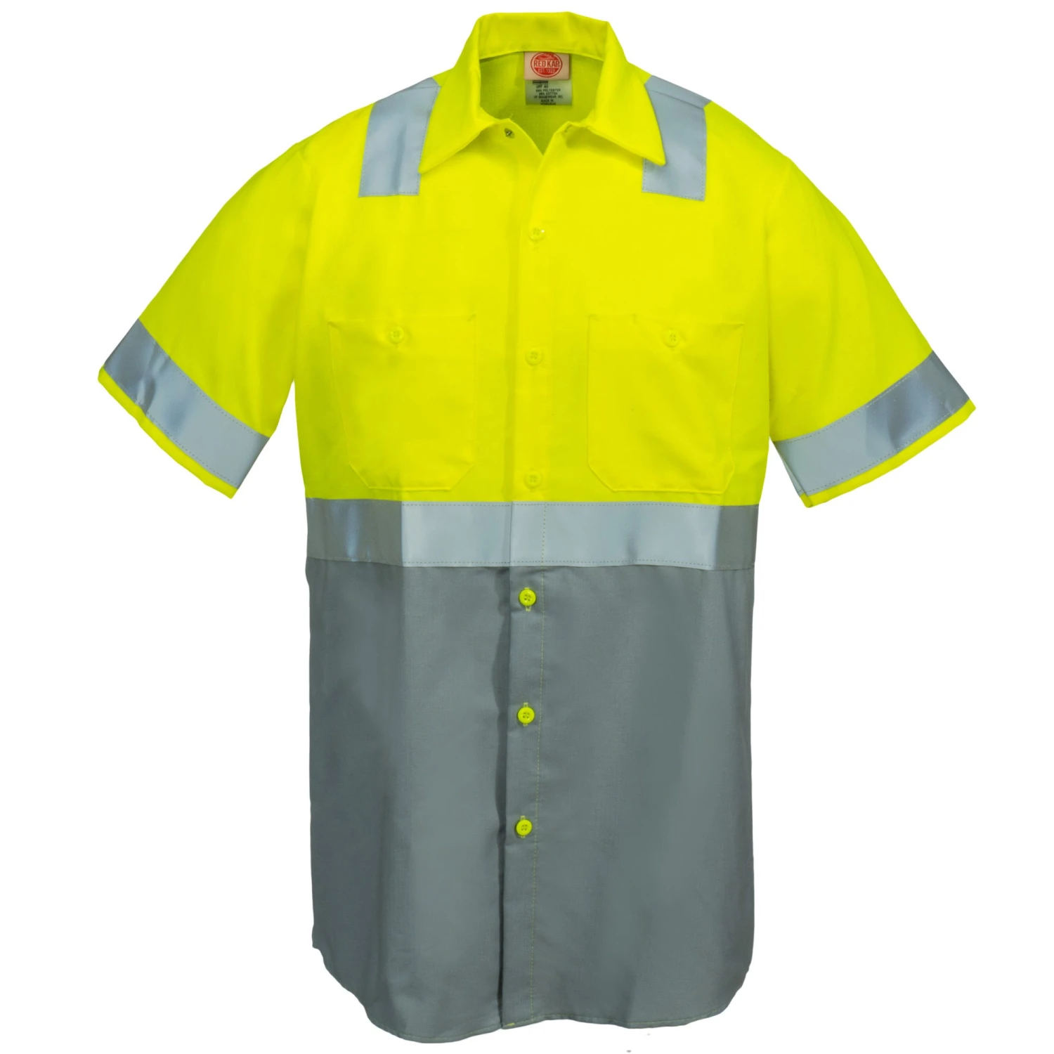 Red Kap Shirts: Class 2 High Vis Grey Men's SY24 YG Colorblock Work Shirt 4 Red Kap Shirts: Class 2 High Vis Grey Men's SY24 YG Colorblock Work Shirt - Image 2