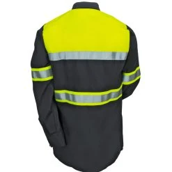 Red Kap Shirts: High Vis Colorblock SY70 YC Men's Charcoal Ripstop Button Down Shirt -Work Attire Shop red kap sy70yc2 b 01