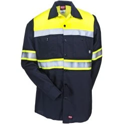 Red Kap Shirts: Colorblock Ripstop Men's High Vis SY70 YN Long Sleeve Shirt -Work Attire Shop red kap sy70yn2 f