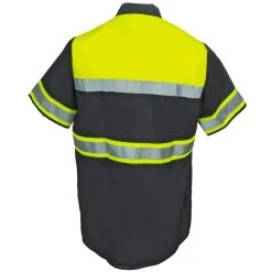 Red Kap Shirts: High Visibility Colorblock Men's SY80 YC Charcoal Button Down Shirt -Work Attire Shop red kap sy80yc2 b 01