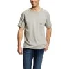 Ariat Rebar Shirt: Men's 10025373 Heather Grey Rebar Cotton Strong T-Shirt -Work Attire Shop s19 mns work lacunha 10025373 front