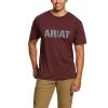 Ariat Rebar Shirts: Men's 10030289 Burgundy Heather Rebar Cotton Strong Block T-Shirt -Work Attire Shop s20 mns work gaglione 10030289 front