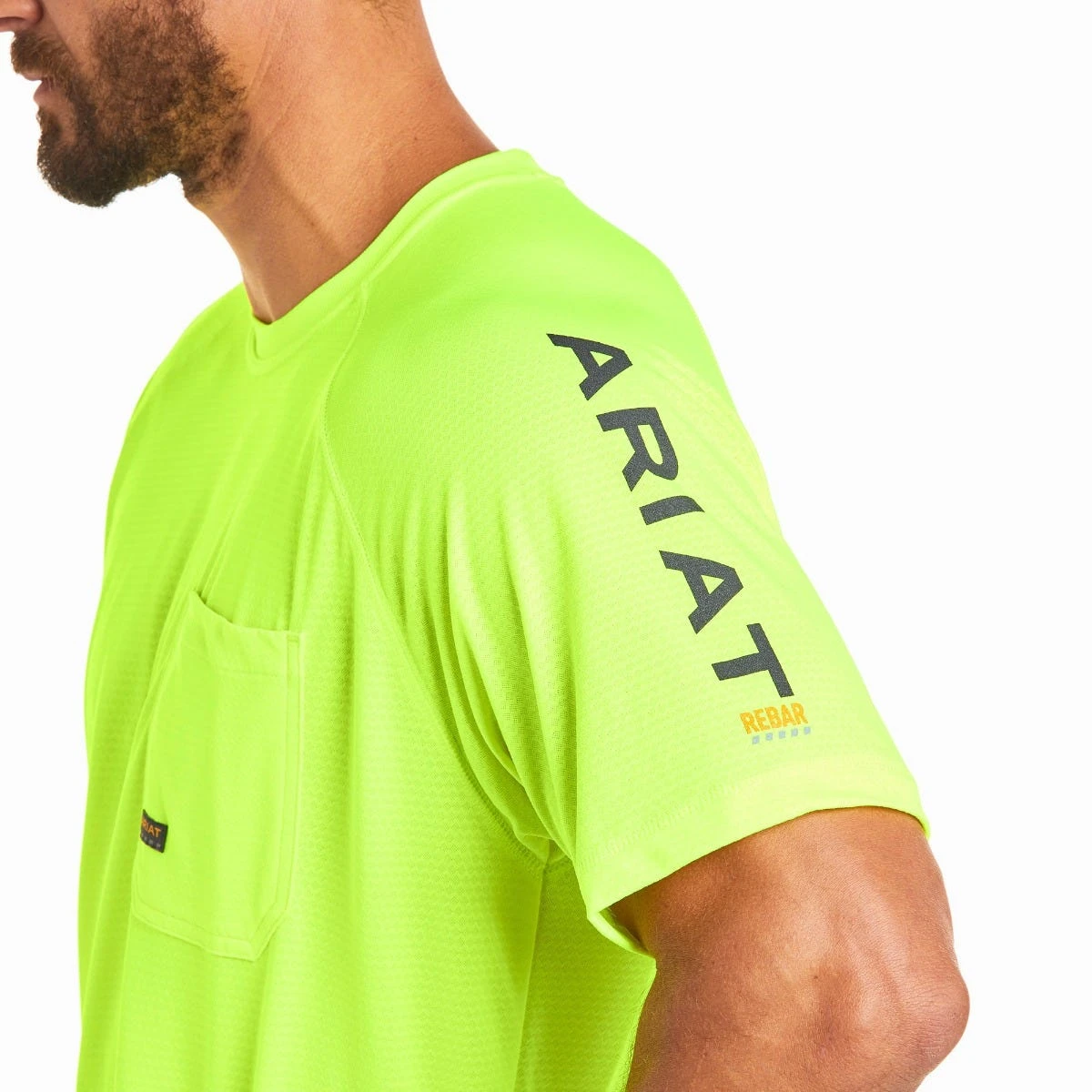 Ariat Rebar Shirts: Men's 10031037 Neon Lime Heat Fighter T-Shirt 5 Ariat Rebar Shirts: Men's 10031037 Neon Lime Heat Fighter T-Shirt - Image 3